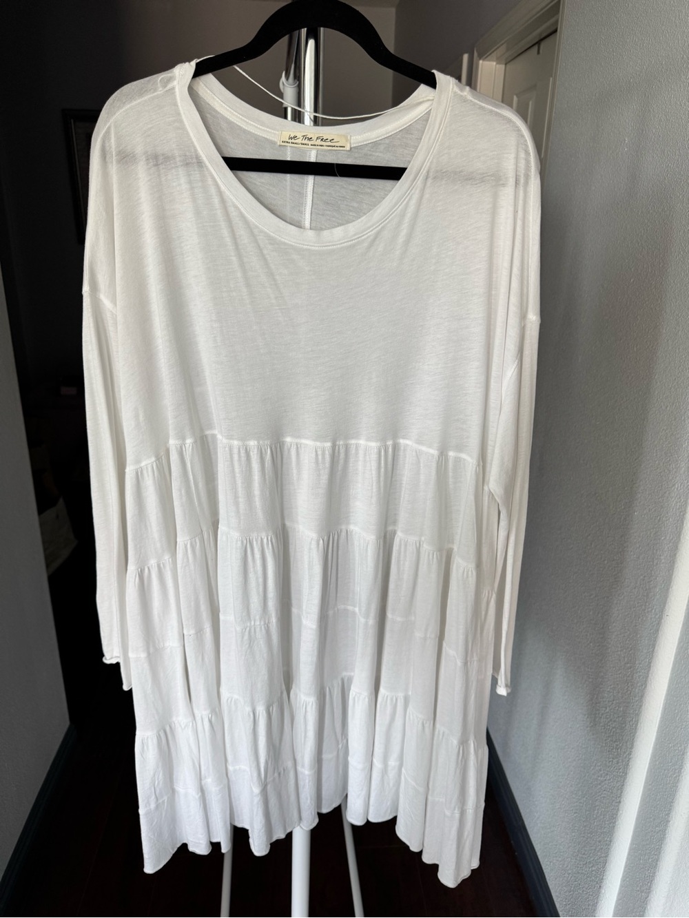 NWOT Beachy Free People Dress white long sleeve tiered